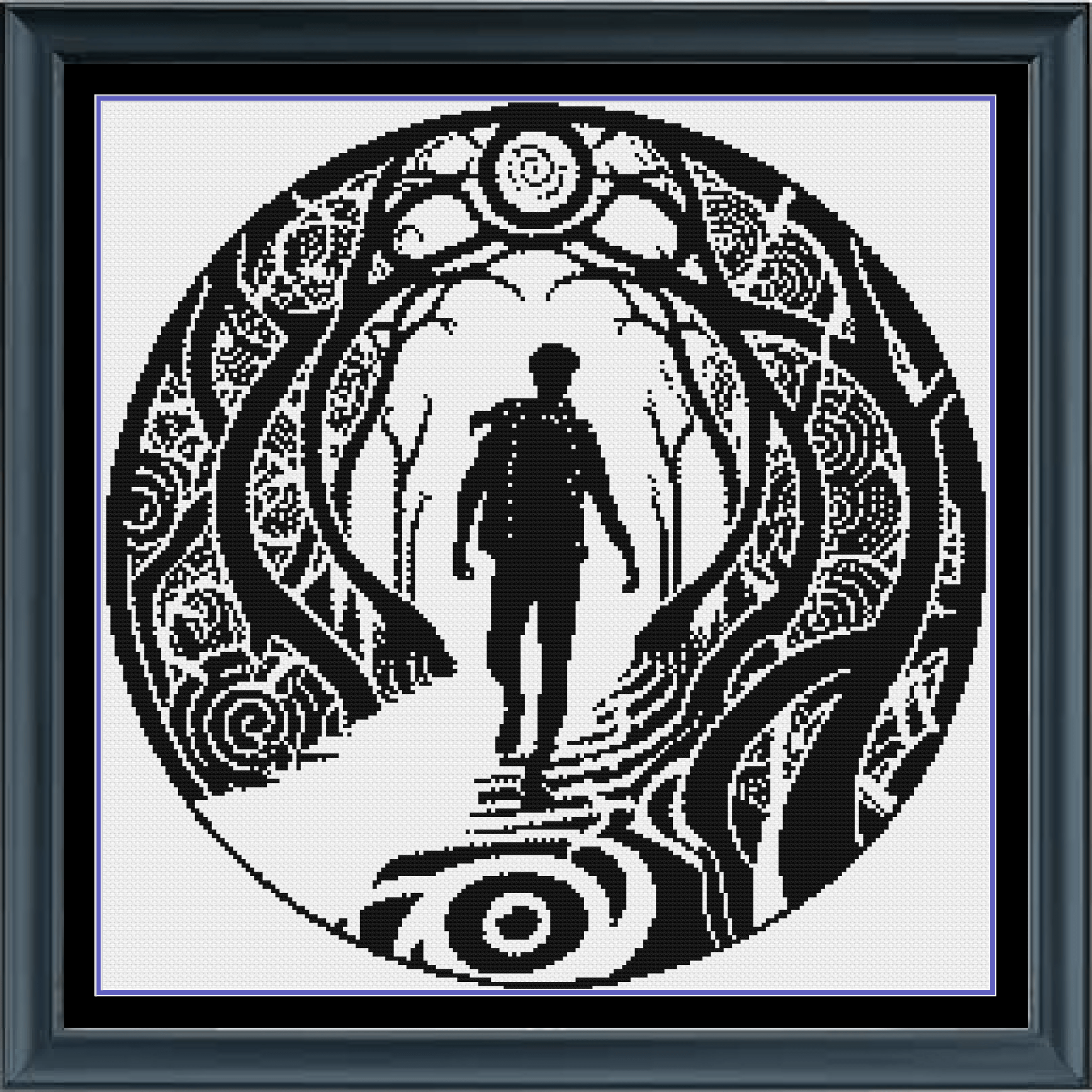 Stitching Jules Design Cross Stitch Pattern Traveler Hiker Lost Counted Cross Stitch Pattern | Monochrome | Instant Download PDF